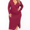 Dresses CULTURE CODE | Plus Size Christa Faux Wrap Midi Dress Burgundy