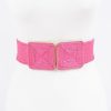 Accessories Hu0026D | Plus Size Faux Straw Two Buckle Elastic Belt Fuschia