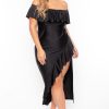 Dresses Curvy Sense | Plus Size Samba Frill Bodycon Dress Black