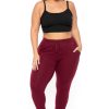 Bottoms Ambiance | Plus Size Sweat Jogger Burgundy