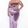 Matching Sets Curvy Sense | Plus Size Eloise Velour Bandeau U0026 Pant Set Mauve