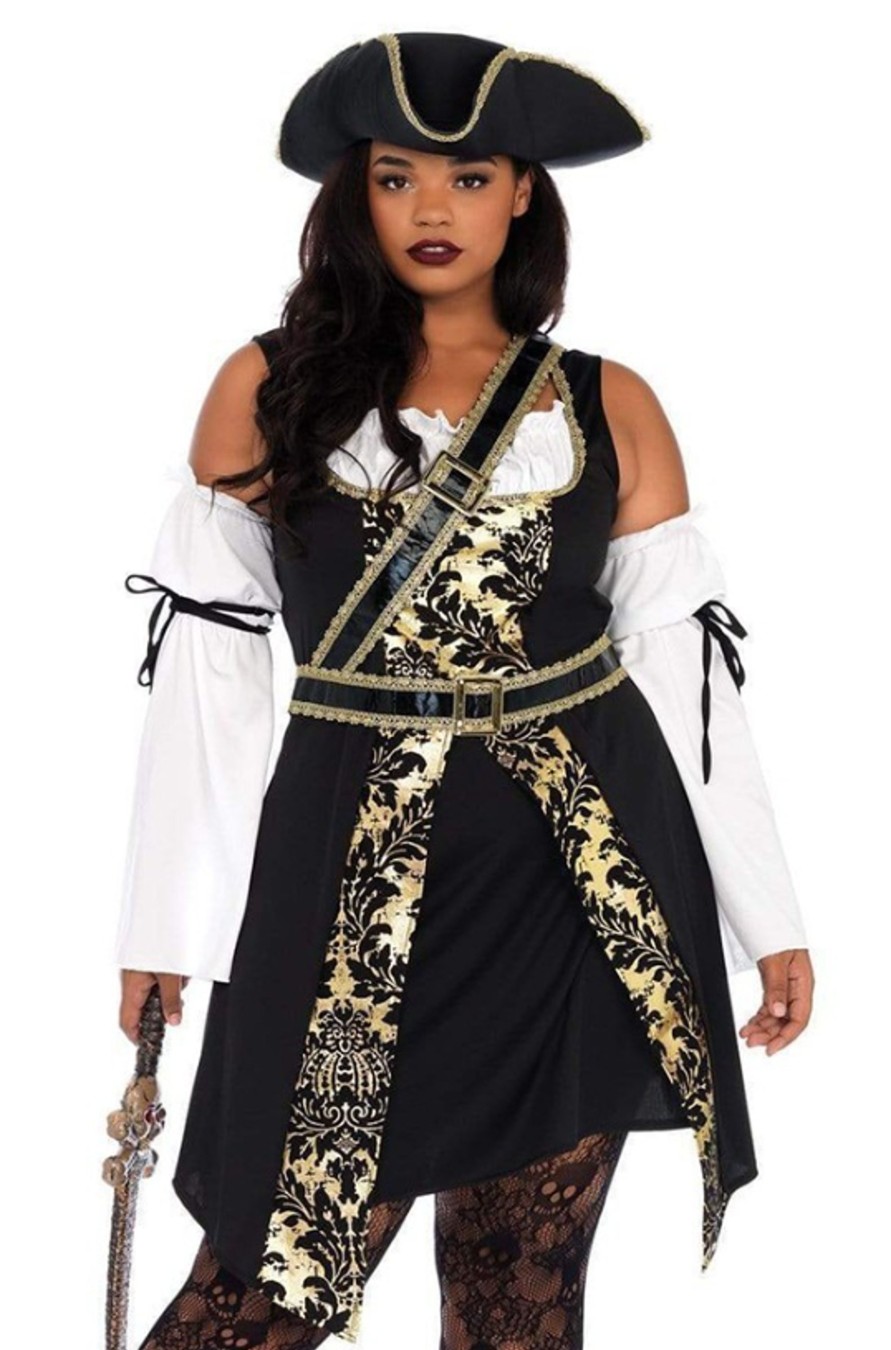 Intimates DONNA DI CAPRI | Plus Size 4 Pc Sea Buccaneer Pirate Costume Black