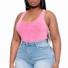 Tops Zenana | Plus Size Acid Wash Racerback Tank Bodysuit Hot Pink