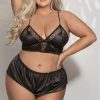 Intimates DOONA DI CAPRI | Plus Size Siren Bralette And Short Lingerie Set Black