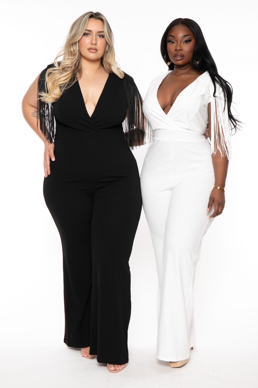 Jumpsuits & Rompers SYMPHONY | Plus Size Lilybeth Fringe Jumpsuit Ivory