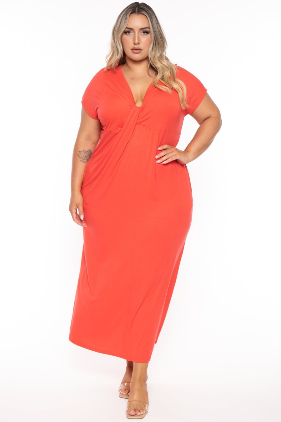 Dresses CULTURE CODE | Plus Size Grace Twist Front Maxi Dress Orange