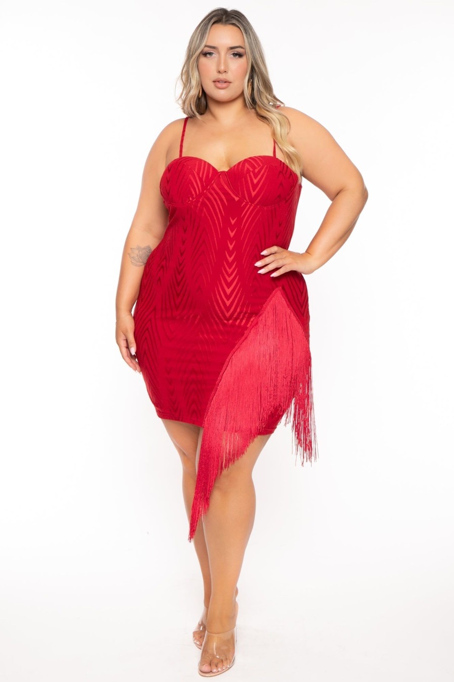 Dresses Goodtime USA | Plus Size Temptress Bodycon Dress Red