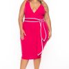 Dresses Curvy Sense | Plus Size Marisa Front Tie Midi Dress Fuchsia