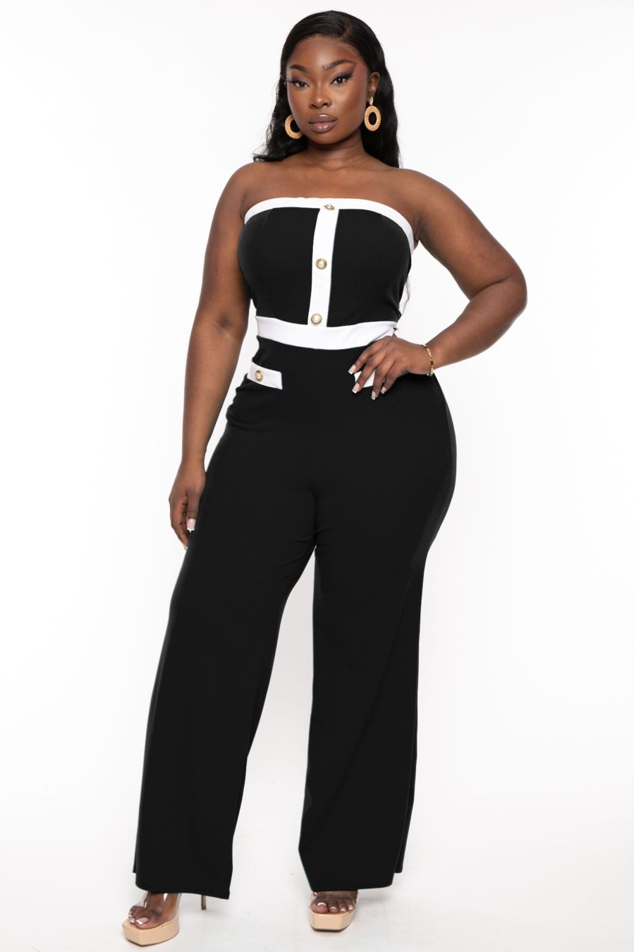 Little Black Styles Curvy Sense | Plus Size Jolie Strapless Jumpsuit Black