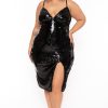 Dresses Curvy Sense | Plus Size Liora Sequin Cami Dress Black