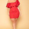 Dresses Curvy Sense | Plus Size Saia Bodycon Dress Red