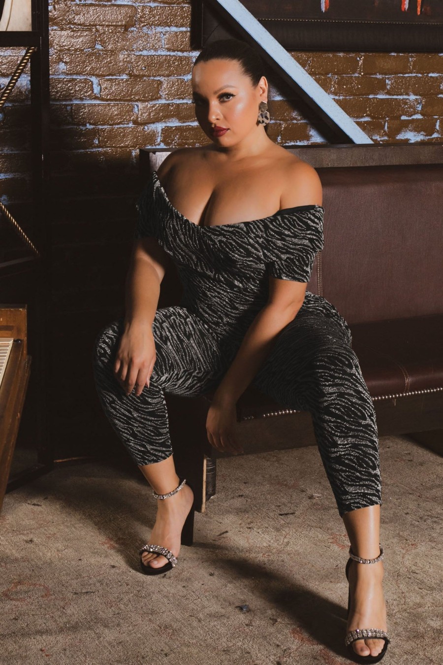 Jumpsuits & Rompers Curvy Sense | Plus Size Layla Metallic Jumpsuit Silver