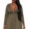 Dresses Curvy Sense | Plus Size Jeanna Flare Dress Olive