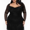 Dresses Curvy Sense | Plus Size Damira Mesh Flare Dress Black