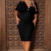 Dresses Curvy Sense | Plus Size Farrah O-Ring Midi Dress Black