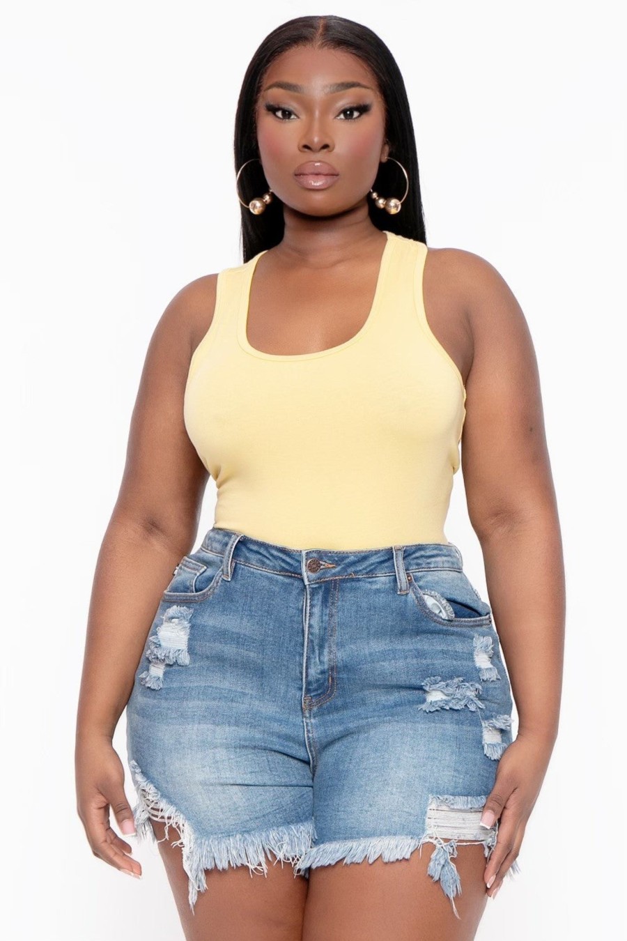 Tops Zenana | Plus Size Racerback Tank Bodysuit Yellow