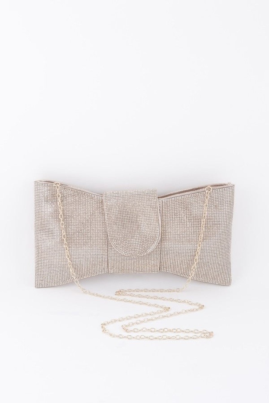 Accessories Hu0026D | Rome Rhinestone Ribbon Style Party Clutch Gold