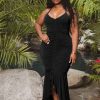 Little Black Styles Curvy Sense | Plus Size Leneda Ruched Maxi Dress Black