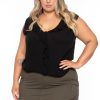 Little Black Styles CULTURE CODE | Plus Size Tori V-Neck Ruffle Tank Top Black