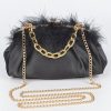 Accessories Hu0026D | Buenos Aires Faux Leather Chain Handle Clutch W/Feather Black