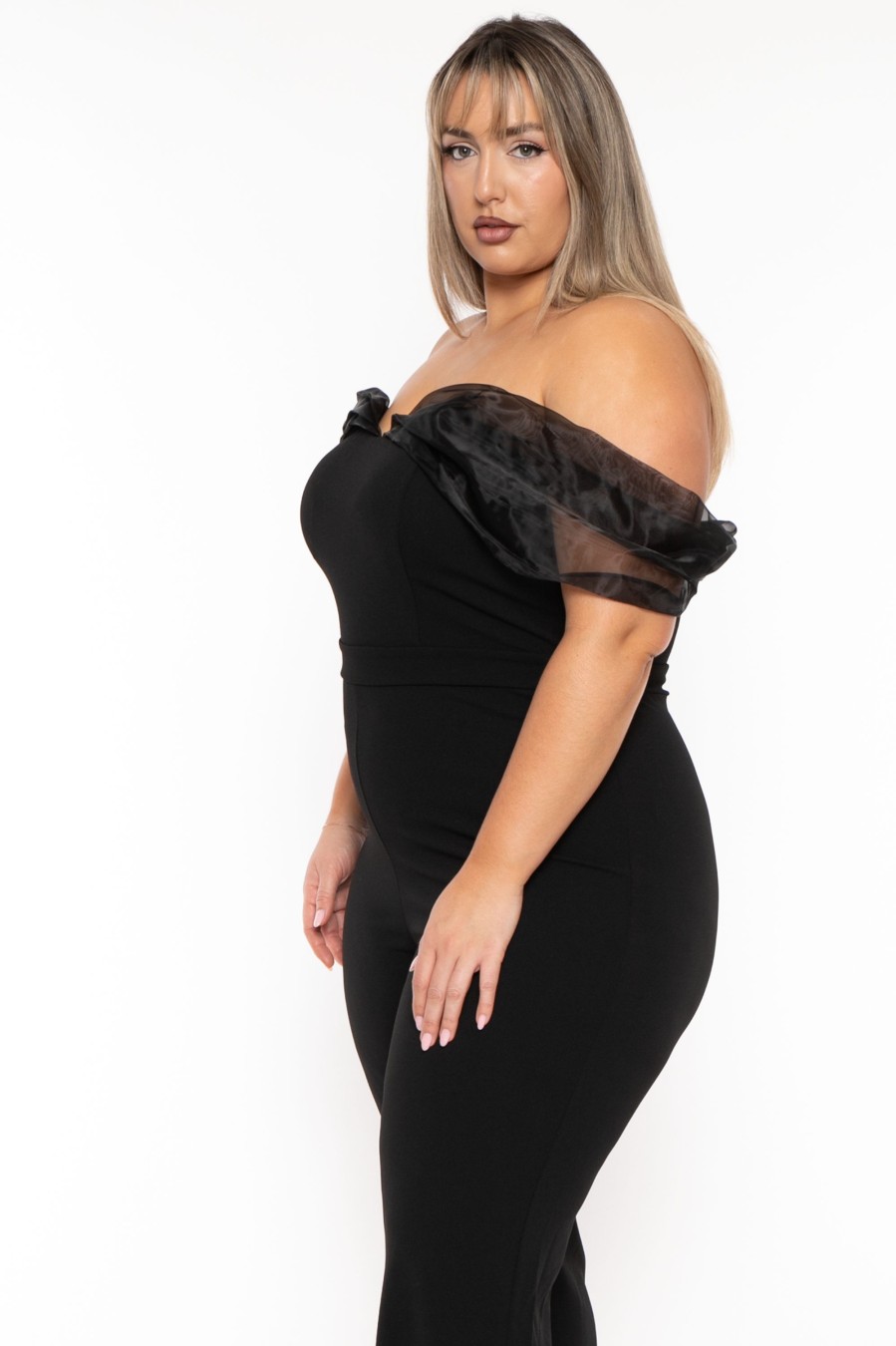 Jumpsuits & Rompers SYMPHONY | Plus Size Greta Off The Shoulder Jumpsuit Black