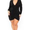 Little Black Styles Curvy Sense | Plus Size Vienna Slit Sleeve Dress Black