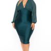 Dresses Curvy Sense | Plus Size Priya Chiffon Midi Dress Green