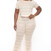 Matching Sets Curvy Sense | Plus Size Keily Lace Top And Pant Set Ivory