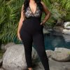 Little Black Styles Curvy Sense | Plus Size Deanna Lace Top Jumpsuit Black