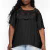 Tops CULTURE CODE | Plus Size Judy Lace Embroidered Top Black