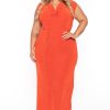 Dresses CULTURE CODE | Plus Size Velma Cowl Neck Maxi Dress Orange