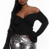 Tops Curvy Sense | Plus Size Maryliz Front Twist Top Black