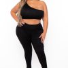 Matching Sets Ajin Fashion | Plus Size Crop Top And Leggings Set Black