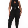 Jumpsuits & Rompers Curvy Sense | Plus Size Waist Snatcher Jumpsuit Black