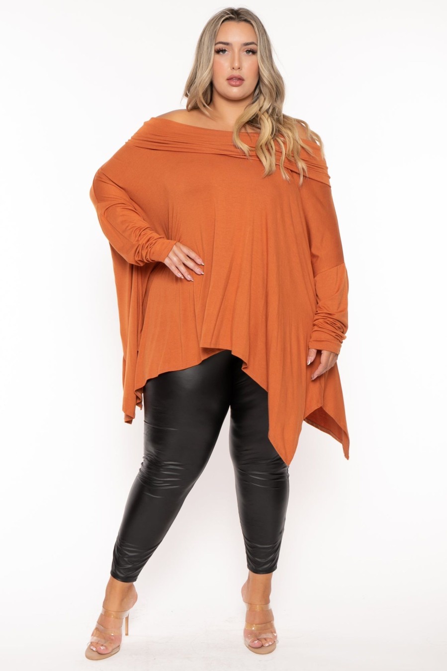 Tops Jade by Jane | Plus Size Lori Oversize Top Rust