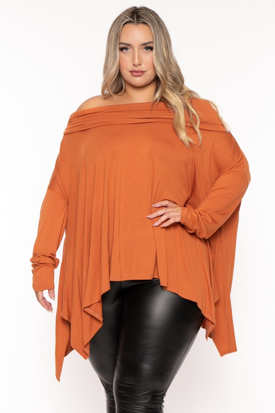 Tops Jade by Jane | Plus Size Lori Oversize Top Rust