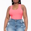 Tops Zenana | Plus Size Racerback Tank Bodysuit Neon Coral