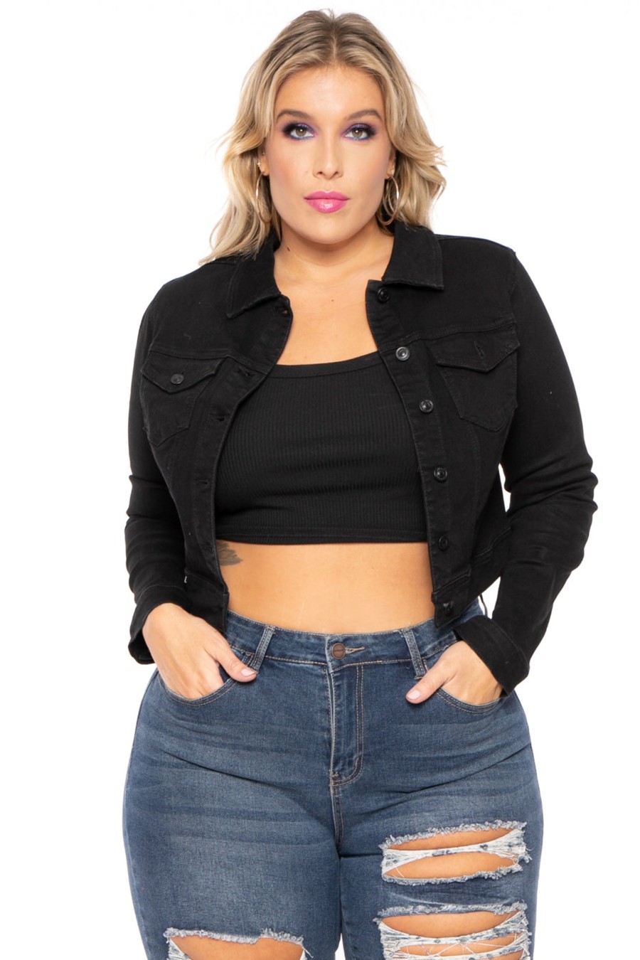 Jeans & Denim Wax Jean | Plus Size Basic Denim Jacket Black