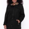 Outerwear Mirage Fashion Of NY | Plus Size Faux Fur Hooded Coat Black