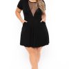 Little Black Styles Curvy Sense | Plus Size Vicki Mesh Flare Dress Black