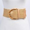 Accessories I LORD | Plus Size Tulum Bamboo Buckle Stretch Straw Belt Khaki