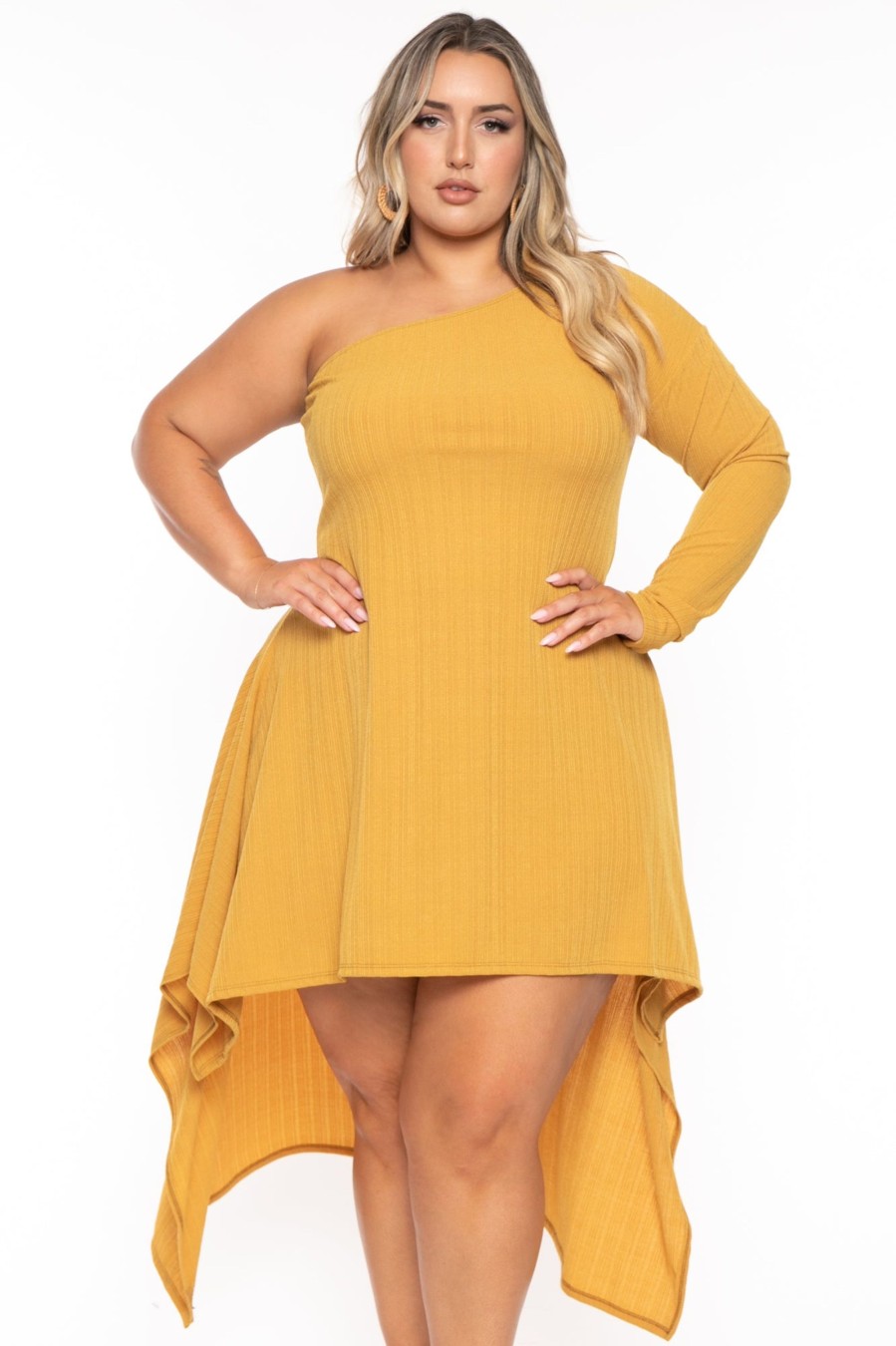 Dresses H u0026 H FASHION | Plus Size Chloe Hi Low Maxi Dress Mustard