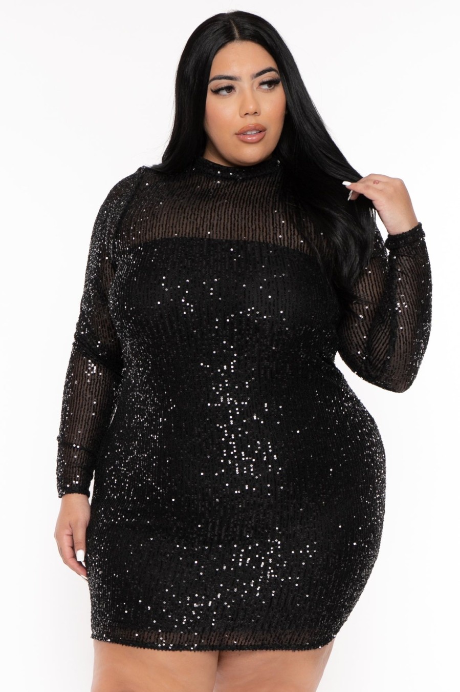 Little Black Styles Curvy Sense | Plus Size Citlali Sequins Dress Black