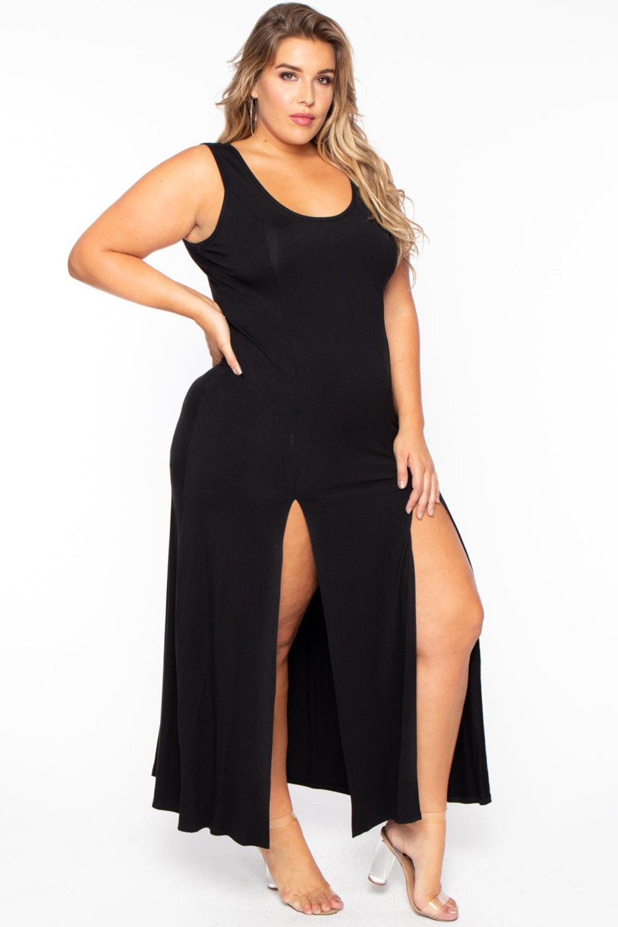 Little Black Styles Curvy Sense | Plus Size Melly M-Slit Dress Black