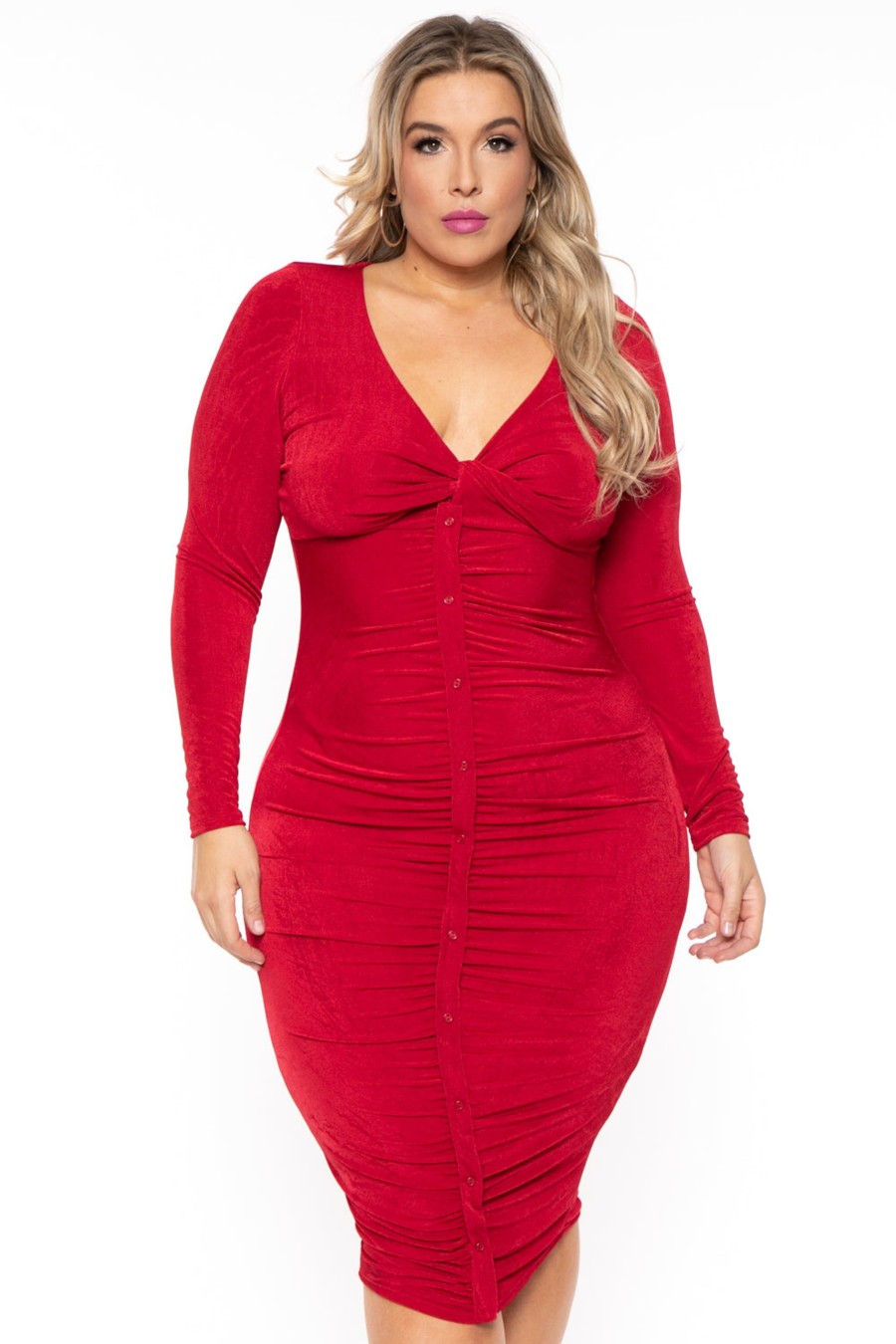 Dresses Curvy Sense | Plus Size Yaretzi Slinky Dress Red