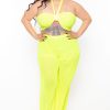 Swimwear KATY USA | Plus Size Flare Leg Mesh Coverup Neon