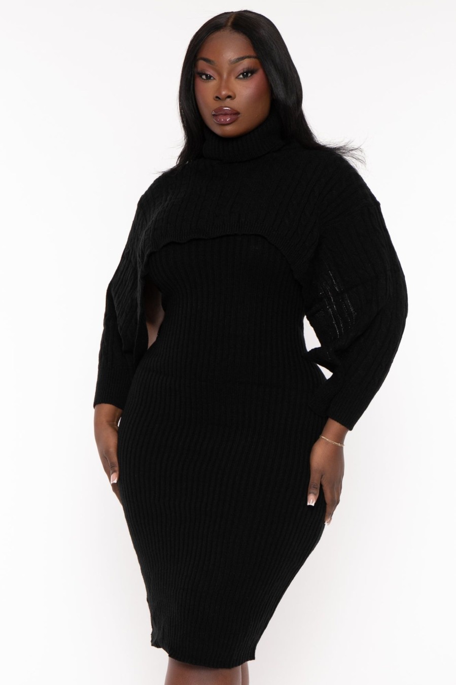 Dresses sweaterland | Plus Size Joyce Sweater Matching Set Black