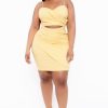 Dresses Find Me | Plus Size Amanda Front Wrap Dress Mustard