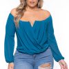 Tops Bluebell | Plus Size Aryana Cross Over Top Teal