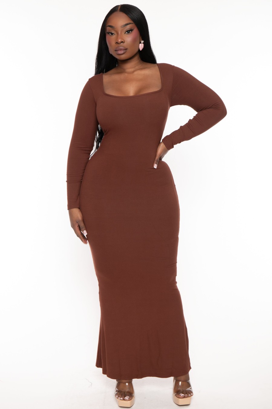 Dresses XIAMEN HEXIN INTERNATIONAL | Plus Size Elanor Shapeware Dress - Brown